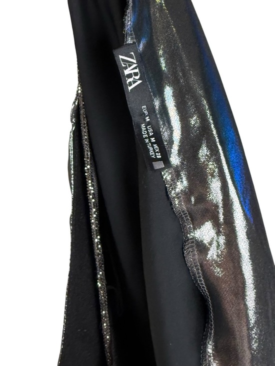 Zara Size M Silver Metallic Halter Neck Maxi Slip Dress Liquid Metal Look - Picture 8 of 9